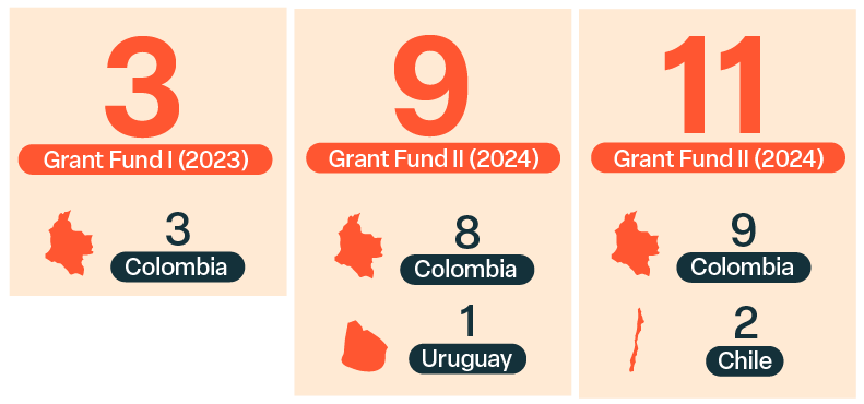 Resumen de las propuestas financiadas por convocatoria y país